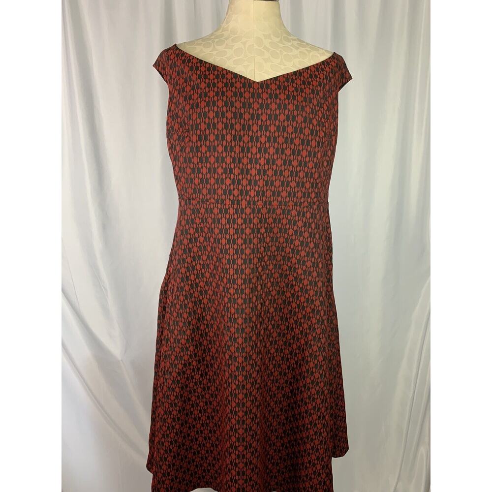 Size 20 Eloquii Midi Red Black Sleeveless Fit Flare Dress Plus Size - Picture 3 of 9